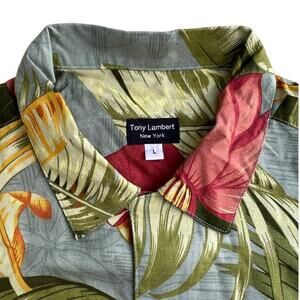 VTG 90s Tony Lambert Hawaiian Toucan Banana Tree Print Short Sleeve Shirt Mens L